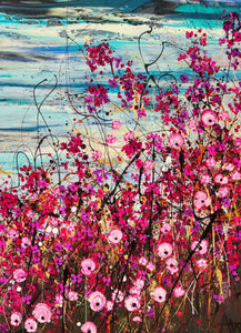 Summer in Pink - Großes Gemälde (Diptychon)
