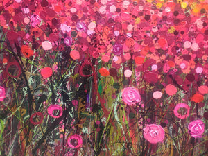 Les champs de fleurs - Grand tableau sur deux toiles