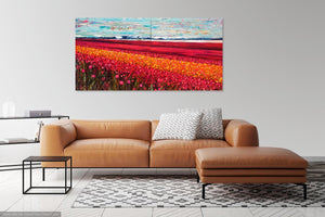 The Flower Fields - Großes Gemälde auf zwei Leinwänden
