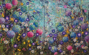The Hydrangea Patch - Large Artwork - Diptych