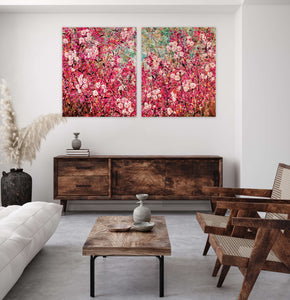 Cherry Tree Tops - Very large painting -Diptych