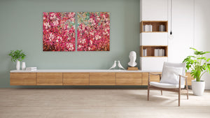Cherry Tree Tops - Sehr großes Gemälde - Diptychon