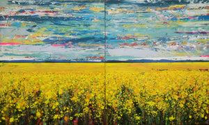Elysium fields - Großes Gemälde auf zwei Tafeln
