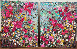 Eglantine - Large painting on two panels (Diptych)