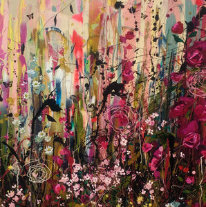 There are butterflies here - large painting (Diptych)