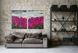 Scarlet Lullaby - Very large painting - Diptych