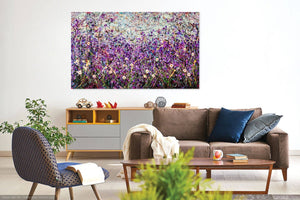Symphony in Blue Violet - Very large painting on two panels