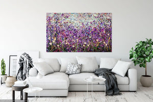 Symphony in Blue Violet - Very large painting on two panels