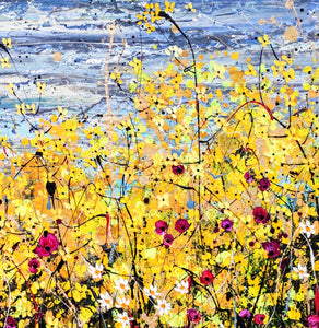 A Yellow Shout of Joy - Großes Gemälde auf zwei Tafeln