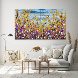 Wild Spring Blooms - Sehr großes Gemälde (Diptychon)