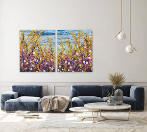 Wild Spring Blooms - Very Large Painting (Diptych)